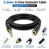 3,5mm Audio-Verlängerungskabel 3/4-adrig Stecker-Buchse Stereo-Aux-Kabel Vergoldete Anschlüsse für Kopfhörer Lautsprecher Projektor Mikrofon