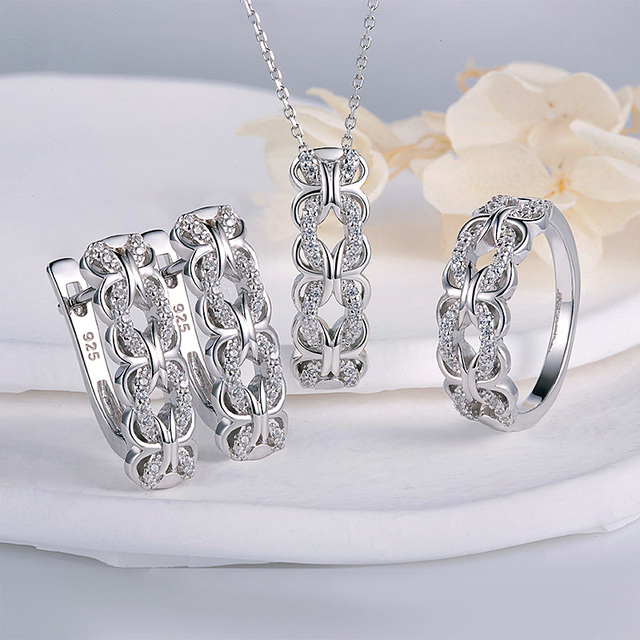 New Arrival Earrings Ring 925 Sterling Silver Vintage Charm Set Jewelry