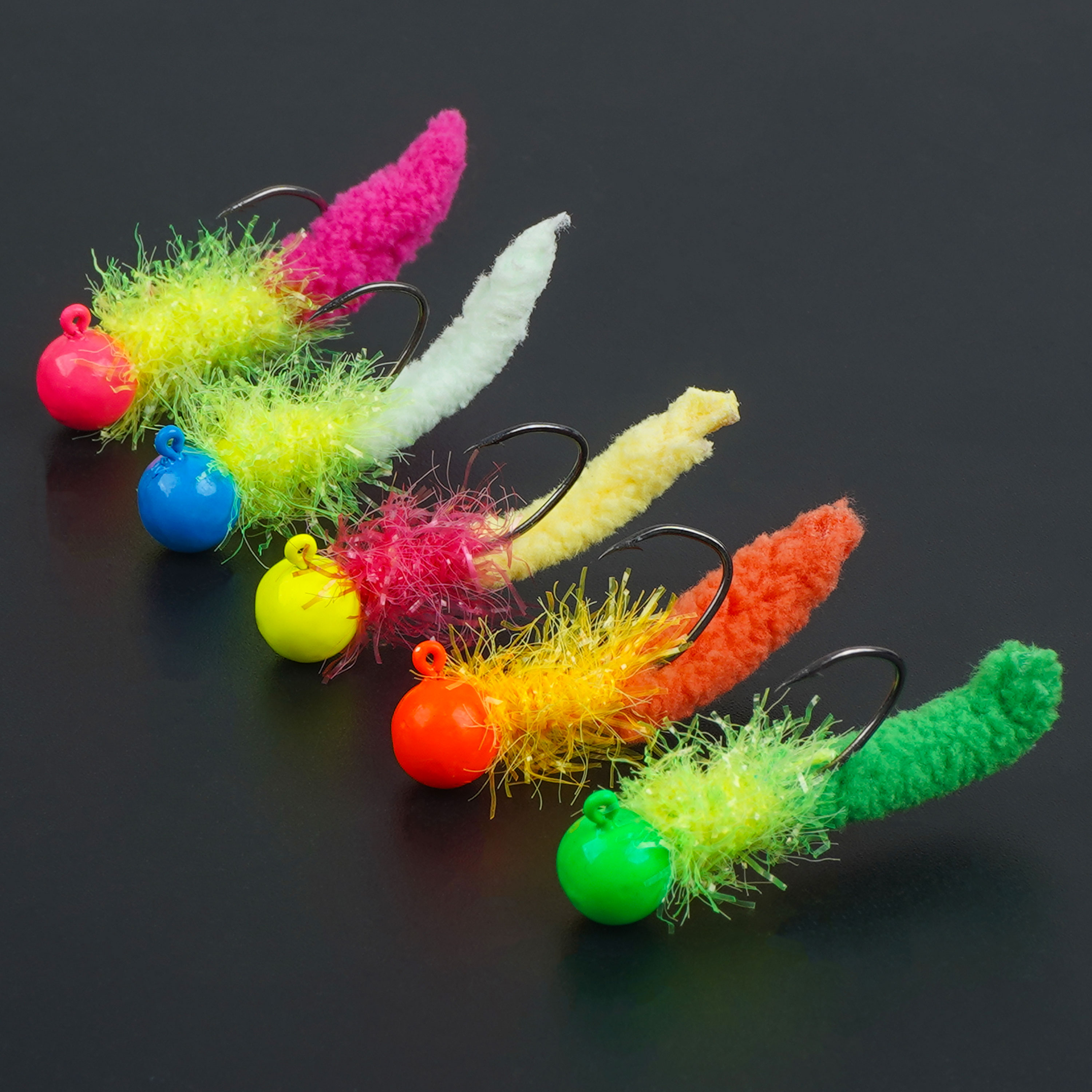 Crappie Jigs Fishing Lures with Feather Maggot Baits - Effective