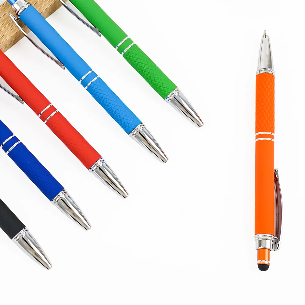 Grosir laris 2 in 1 layar Stylus Pen pena pulpen Stylus logam Logo kustom untuk hadiah promosi