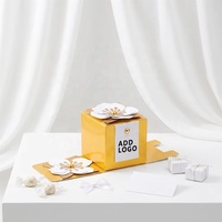 Boîtes cadeaux en papier personnalisées, acceptant les noms et les dates, nous pouvons imprimer votre nom sur ces boîtes en carton couleur or, emballages de mariage élégants