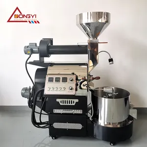 Máquina de granos de café tostados de 3kg con calefacción de gas de fuego medio caliente y medio directo con bandeja de enfriamiento grande