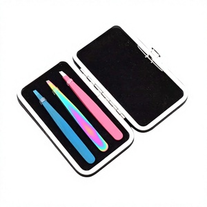 Ensemble de pinces à sourcils en acier inoxydable, pointe pointue, style moderne durable avec étui - Product Image 3
