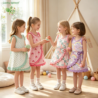 Robe enveloppante sans manches pour enfants filles, imprimé champignon arc-en-ciel, ourlet festonné à volants, vêtements de vacances doux et légers