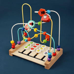 Juego de <span class=keywords><strong>Ajedrez</strong></span> Lógico Educativo Temprano para Niños, Entrenamiento de Movimiento Fino, Juguete de Madera con Cuentas de Montaña Rusa y Laberinto - Product Image 6