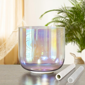 ÉXITO Aurora Colorido Transparente Alquimia Cristal Sonido Cuenco Claro Bol Chantant Avec Poigne Lumire Cosmique - Product Image 3