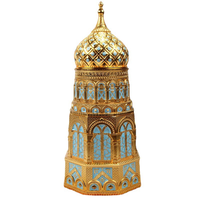 Grand pot de rangement en métal en forme de dôme d'église, boîte à thé scellée, ornement artisanal en émail, figurine décorative pour la maison