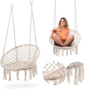 Múltiples opciones de color Cuerda colgante de algodón <span class=keywords><strong>hamaca</strong></span> silla <span class=keywords><strong>columpio</strong></span> redondo hogar jardín <span class=keywords><strong>terraza</strong></span> Interior Exterior - Product Image 2