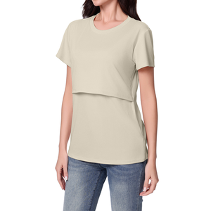 Abbigliamento per l'<span class=keywords><strong>allattamento</strong></span> al seno, top estivi a maniche corte, t-shirt lunga traspirante <span class=keywords><strong>in</strong></span> poliestere ed elastan. - Product Image 5