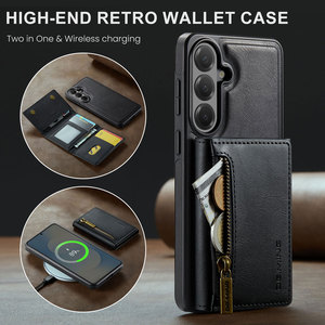 Funda de Teléfono Tipo Cartera de Cuero PU Magnética con Bloqueo RFID Antirrobo, Delgada, Gran Capacidad, Compatible con Carga Inalámbrica para la Serie Samsung - Product Image 1