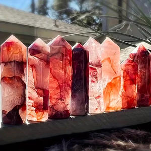 Cristal de Cuarzo de Fuego Natural en Oferta, Torre de Cristal Rojo Llama, Piedras Curativas, Punta de Varita de Cuarzo de Fuego - Product Image 4