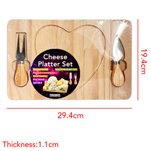 Tabla de servir de madera rectangular y juego de cuchillos de acero inoxidable, tabla de quesos y bandeja de regalo de herramientas para servir <span class=keywords><strong>pizza</strong></span> - Product Image 6