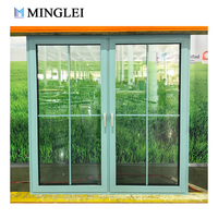 Fenêtre en aluminium à cadre bleu personnalisé, verrouillage multipoints, haute qualité, à rupture de pont thermique, triple vitrage, à haute efficacité énergétique