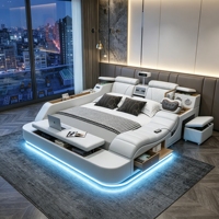 Multifunktionales Echtleder-Bett Modernes Schlafzimmer Tatami-Bett mit Stauraum Medien-Schlafzimmer Hotel-Projektmöbel