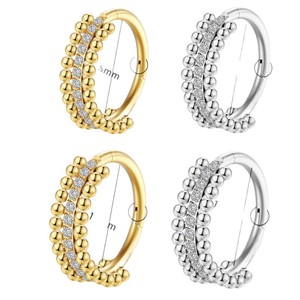 Anneau de nez en titane avec zircon incrusté, forme boule, bijou de piercing articulé ouvert pour piercing de nez ASTM F136 - Product Image 5