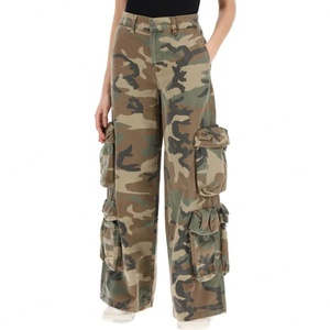 Pantalones de Camuflaje para Mujer, Corte Holgado, con Bolsillos Cargo, de Sarga, Alta Calidad, OEM, Venta al Por Mayor Directo de Fábrica - Product Image 5