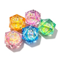 Dés à 20 faces en résine transparente avec cœur liquide pailleté personnalisé pour accessoires de jeu de rôle sur table