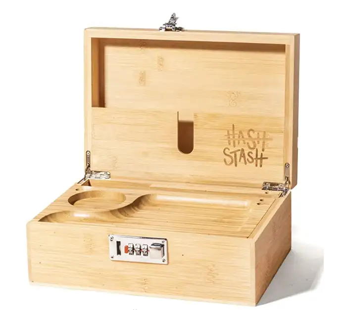 BSCI bamboo Wood Compartments Stash Box with Rolling Tray Set - Herb Organizer