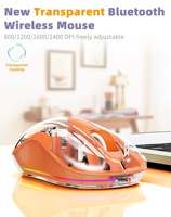 Kablosuz Çift Modlu Şeffaf Mouse Şarj Edilebilir 5 Tuşlu RGB Işıklı Optik Kablosuz Mouse USB Type C Sağ El İçin Masaüstü Mouse