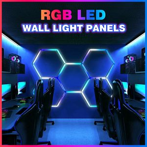 ETOP RGB LED Ceiling <strong>Lights</strong> 5-Grids <strong>Hexagon</strong> <strong>Panel</strong> for Garage IP54 for Party Gaming Basement Warehouse Barber Shop D.C Power - Product Image 4