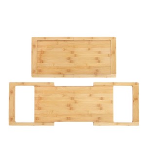Planche à découper en bambou rétractable à fixer sur évier avec poignée pour fruits, légumes et viande, rectangulaire, antibactérienne - Product Image 5