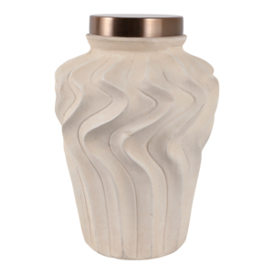Vaso in Ceramica con Coperchio in Metallo Design Ondulato per Arredamento Casa - Product Image 3