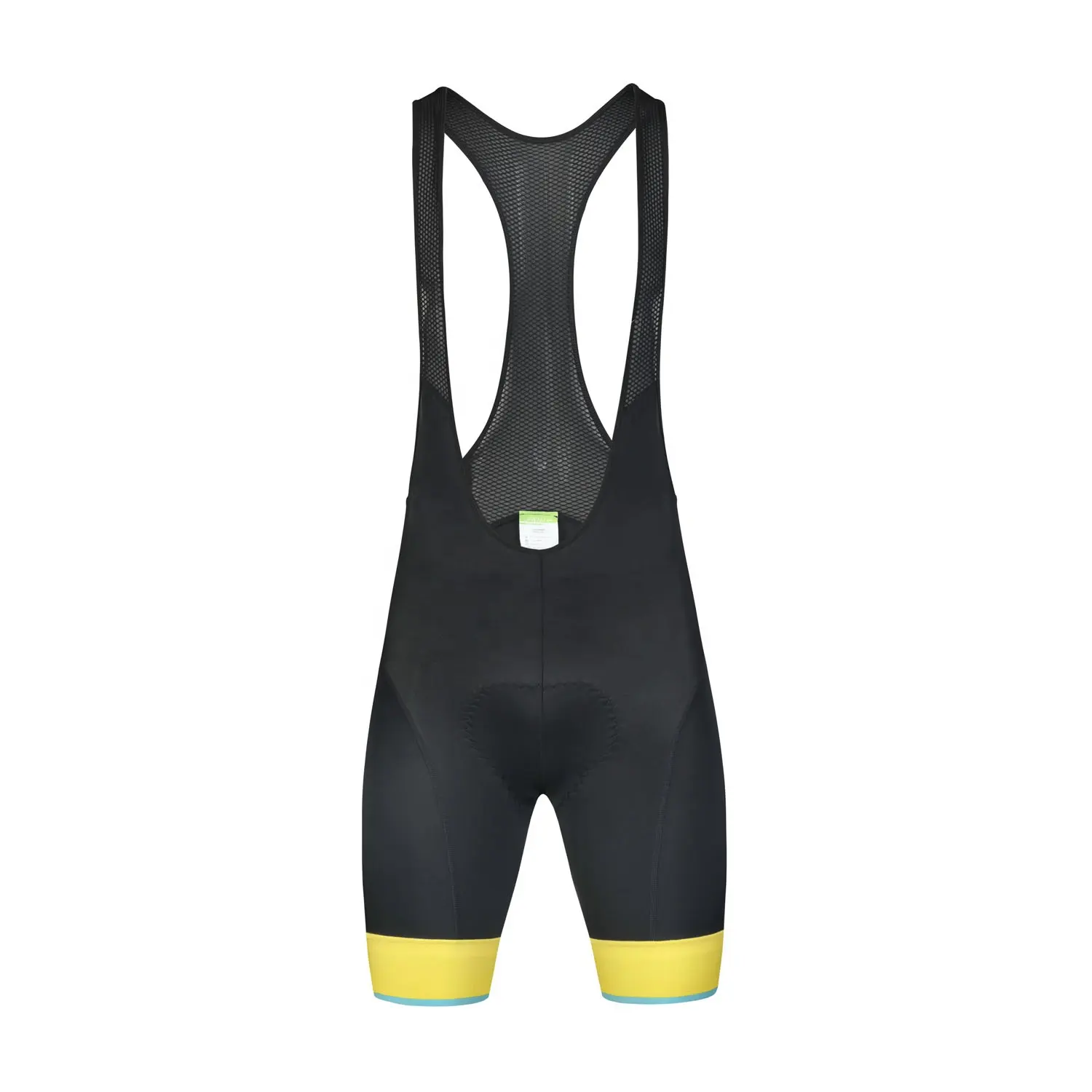 Fabricante calças de ciclismo lycra, compressão elástica, preto, amarelo, bib curto