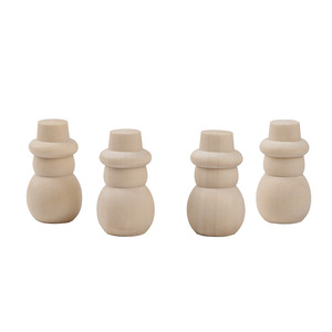 Figurines de bonhomme de neige en bois, couleur naturelle, ensemble de 5 pièces pour enfants, décoration artisanale à peindre - Product Image 4