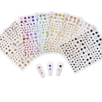 Autocollants 3D pour ongles en forme d'étoiles, or/argent/or rose, autocollants holographiques laser, accessoires de manucure