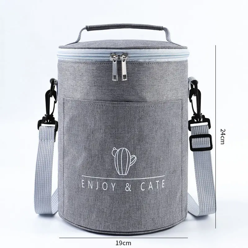 custom logo cylinder lunch aluminum foil portable round cooler bags fish insulated picnic bag