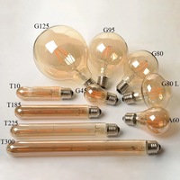 G80 4W 6W Led Filament Light Amber Glass E26/E27 Base Super Warm White 2200K Globe Bulb