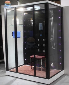 Cabine de douche vapeur autoportante en verre trempé acrylique avec jets de massage corporel et sauna humide - Product Image 5