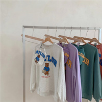 Sweat-shirt à capuche en polaire assorti parent-enfant avec motif ours mignon, mélange coton-polyester de qualité supérieure, toutes saisons