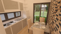 Plans de construction de petite maison 6mX8m avec 2 chambres, toit en pente, maison préfabriquée, maisons modulaires