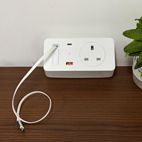Multiprise à fixation sur bureau avec câble USB-C rétractable de 1 m, chargeur rapide pour téléphone portable, prise UK, prise de bureau pour bureau
