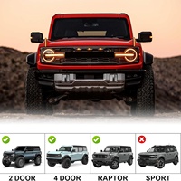 Poignée de capot moteur avec éclairage LED DRL pour Ford Bronco 2 portes 4 portes 2021-2024, avec modification de séparateur de capot Rainforest et éclairage de visionnement de capot
