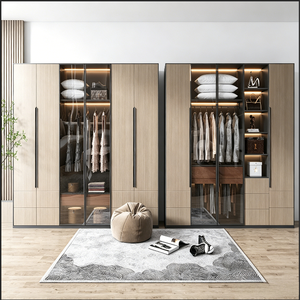 Armario de Dormitorio de Lujo con Puerta de Vidrio, Luz LED y Cajones de Cierre Suave <span class=keywords><strong>para</strong></span> Vestidor de Villa - Product Image 3