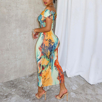 Robe d'été décontractée pour femmes, robe de soirée sexy, imprimée, à une épaule, manches courtes, robe longue