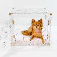 Cages pour animaux de compagnie modernes pliables en acrylique transparent brillant, style meuble