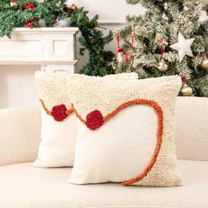 Fundas de Almohada Navideñas Cuadradas de 45x45 cm, Bordadas, de Poliéster, Decoración para el Hogar, Fundas para Cojines de Sala de Estar - Product Image 1