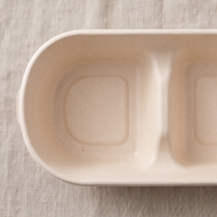 Ecologisch afbreekbare wegwerp schaal van suikerrietbagasse met aangepast logo voor restaurants en afhaalmaaltijden