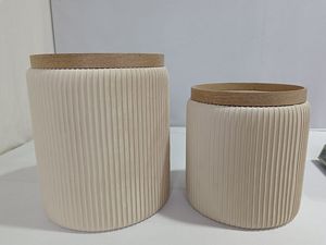 Bailey Custom <span class=keywords><strong>con</strong></span> gambe in legno di stoccaggio rotondo sedia ottomana Base in legno di velluto 1.5 pollici Set di 2 <span class=keywords><strong>pouf</strong></span> per soggiorno - Product Image 2