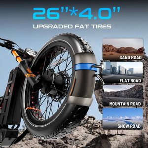 Vélo électrique tout-terrain robuste à pneus larges 26 pouces, vélo de ville avec porte-bagages arrière robuste, puissance de freinage fiable - Product Image 6