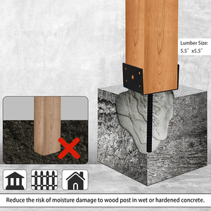 Poteaux JH-Mech Plaques de base OEM ODM Support de poteau de clôture en forme de U stable Pont d'ancrage en béton Support de base de poteau anti-rouille noir - Product Image 4