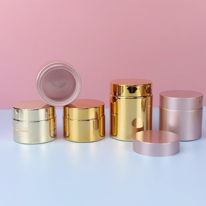 Envases Cosméticos Pequeños con Logotipo Personalizado de 5g 10g 15g 30g 50g 100g, Tarros de Vidrio Dorados y Plateados para Crema Facial y Exfoliante Labial con Tapas - Product Image 1