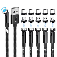 Cable magnético USB tipo C 3 en 1 540 giratorio para iPhone 15 Huawei 3A, cable de datos de carga magnética de carga rápida para Samsung Oneplus