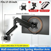 Support mural articulé pour écran LED/LCD 17-35 pouces avec bras à ressort à gaz rotatif à 360 degrés en alliage d'aluminium