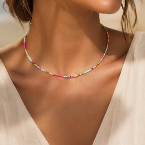 Collana Boho con Perline Miste, Collana con Cristalli e Perline Tubolari per Donne, Gioielli Bohémien alla Moda - Product Image 2