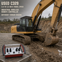 Excavatrice sur chenilles d'occasion, télécommande sans fil, forte force de godet pour l'excavation des sols durs, stock disponible