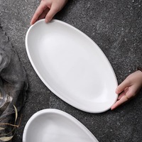 Assiette ovale en porcelaine blanche de qualité supérieure, plat de service profond, plat à poisson cuit à la vapeur, vaisselle pour hôtel, restaurant, usage domestique